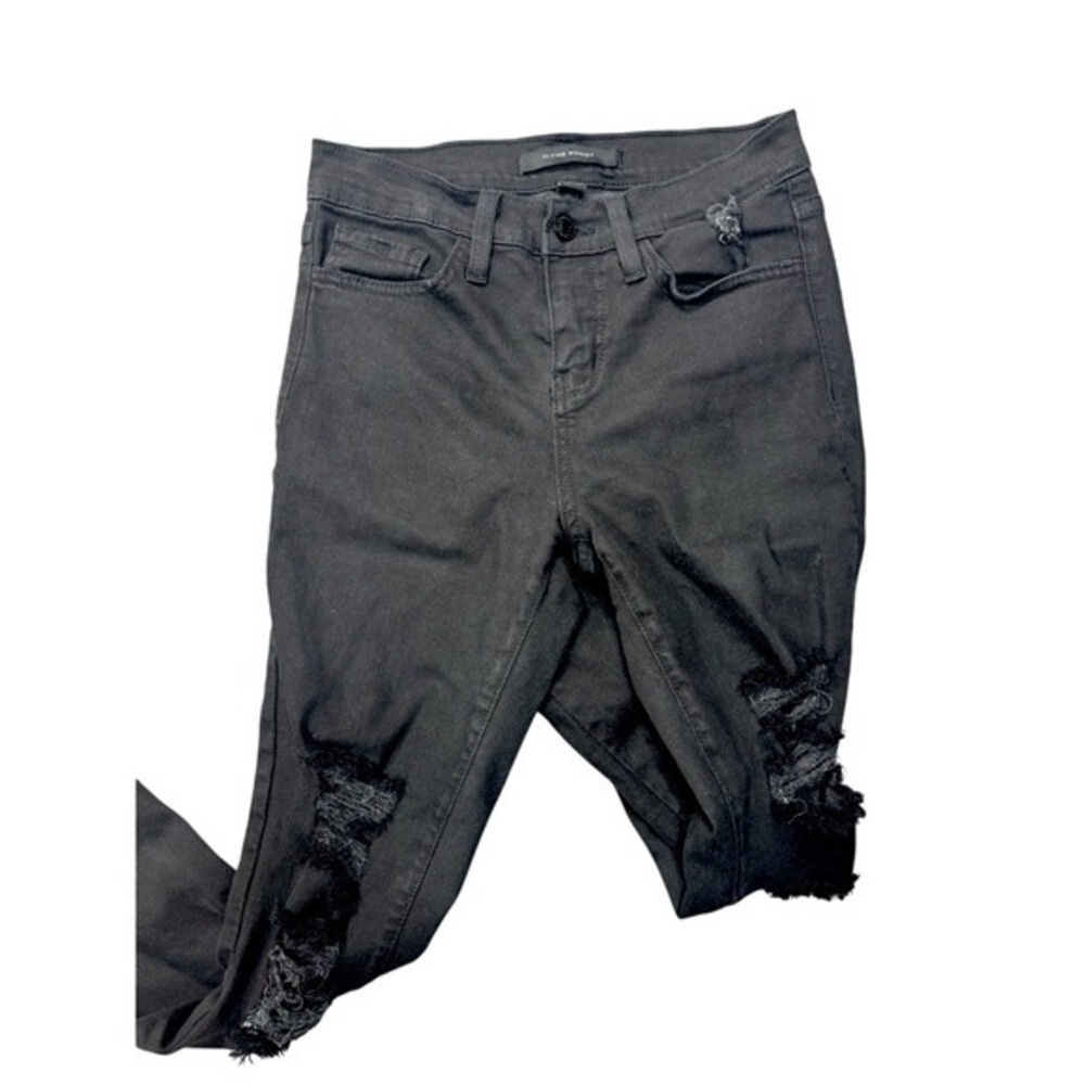 Flying Monkey Size 24 Jet Black Mid Rise Skinny Jeans‎ Jeggings Distressed